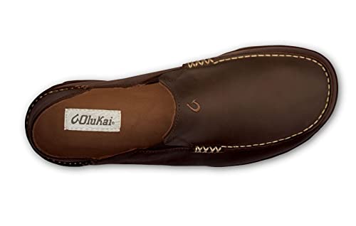 OLUKAI Moloa Slipper Men's Slippers, Premium Nubuck Leather Slip On Shoes, Shearling Lining & Gel Insert, Drop-In Heel Design2