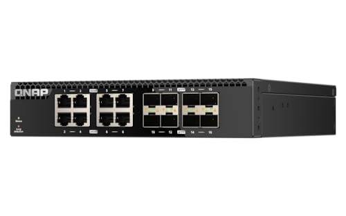 Image of QNAP QSW-3216R-8S8T-US 16-Port Half-Width Rackmount 10GbE Switch | Unmanaged, SMB /SOHO, High-Speed Networking Environment