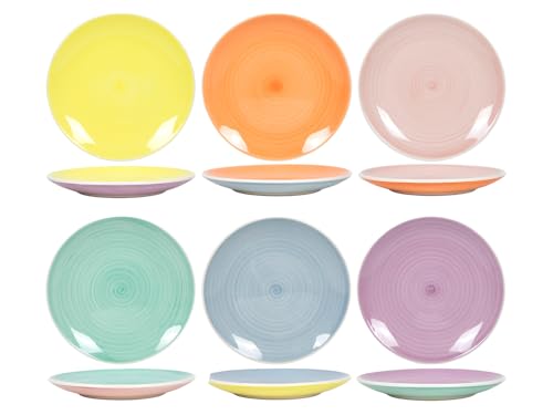 Cookinglife Pastel Harmony Pratos de sobremesa x6 | Cerâmica | pratos de pequeno-almoço ø 19 cm, cor pastel | Lava-louças, micro-ondas, forno