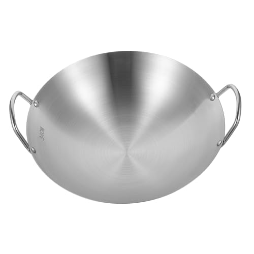 Wok de acero inoxidable con doble asa OUNONA