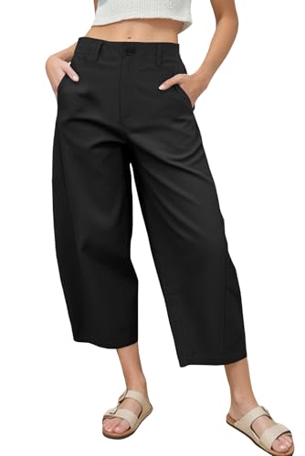 EGOCKAL Women's Barrel Leg Pants Casual High Waisted Summer Baggy