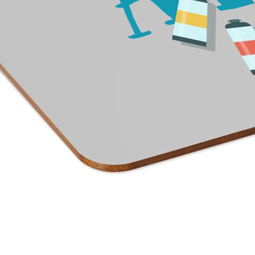 Sets de table gris en liège souple anti-rayures grand format x4 - 4