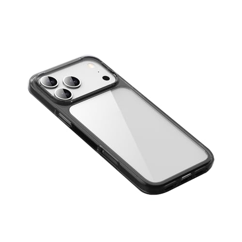 TRIPLE RIVER�EFor ��Phone17 Pro Max �N���A �P�[�X �ϏՌ� �J�o�[ ���� ����TPU+ �w�ʃv���X�`�b�N �X�g���b�v�z�[���t�� �V���v�� �X�g���b�v�� ������ ��Phone(�N���A�u���b�N)