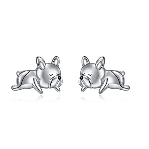 VONALA Orecchini Bulldog francesi, in argento sterling 925, orecchini a perno per donne e ragazze, Argento sterling