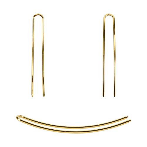 15 Pack Gold Silver Bronze Metal Alloy U Shaped Long Hair Fork Pins Chopsticks Hairpins Picks Hair Sticks Shawl Pin Hairclips Simple Fast Bun Chignon Holder Accessories Bulk