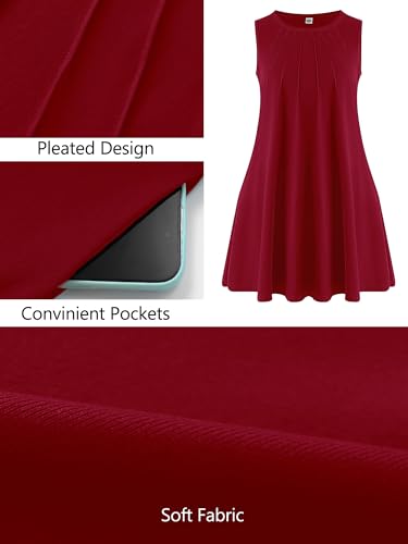 Image of AusLook Plus Size Midi Dress for Women Sleeveless Casual Summer Tank Dress with Pockets A-Line Loose Swing Dress 1-5X