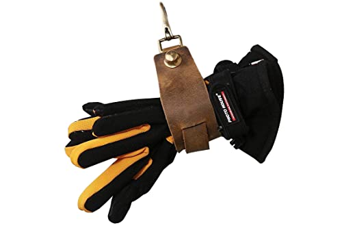 Vintage leather glove holder leash, brown leather glove clip holder strap, firefighter glove strap Z04-LGS05S