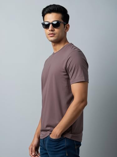 Image of ADRO Men's Cotton Solid Regular Fit T-Shirt