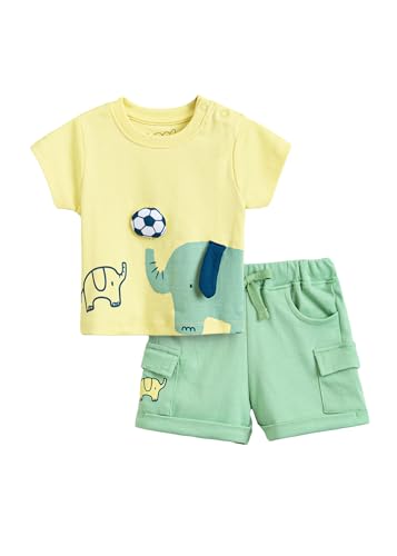 Image of Hopscotch Baby Boys Animal Print Short Sleeves Yellow Short set