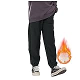 [Teevaseoan] スウエットパンツ キッズ ジョガーパンツ 男の子 女の子 長ズボン あったか もこもこ 裏フリース ロングパンツ 防寒 暖かい 保温 厚手 ボトムス 防風 裏起毛 スポーツ パンツ ボーイズ ガールズ 冬服 ウエストゴム 無地(ブラック/110 cm)