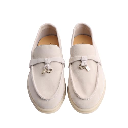 Image of Women's Summer Charms Suede Loafers - Premium Sheepskin Unlined Upper,Classic or Styles with Metal Detail for Casual, Office, Travel & All Day Wear
