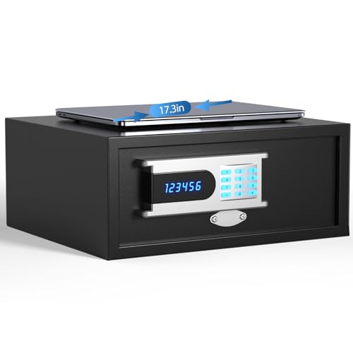 Grimtron Hotel Safe Box (1.07 cu. ft.) with Audit Function, Administrator Password, College Dorm Safe with Silent Mode, LED, and Backlit Keyboard for Documents, Laptop Safe for IPhone, Smart Watch