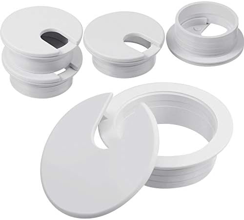 Desk Grommet, Plastic Desk Cord Cable Hole Cover Grommet for Computer Table Wire Organizer for Home and Office, 35 mm/ 1.38 Inch Mounting Hole Diameter (White, 4 Packs)