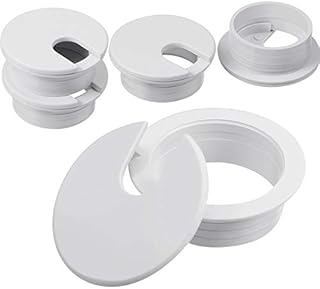 Desk Grommet, Plastic Desk Cord Cable Hole Cover Grommet for Computer Table Wire Organizer for Home and Office, 35 mm/ 1.38 Inch Mounting Hole Diameter (White, 4 Packs)