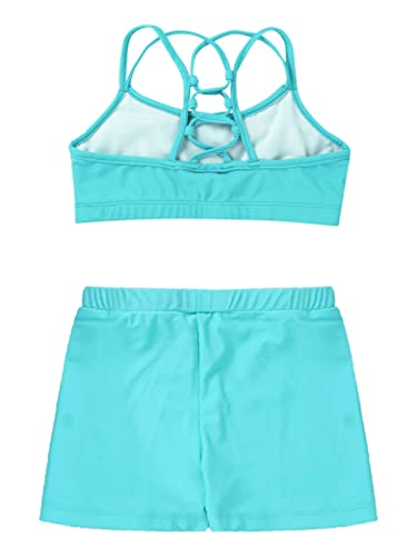 Kids Girls Sports Bra Crop Top with Booty Shorts 2 Pieces Activewear Set for Gymnastics/Dance/Swimming4