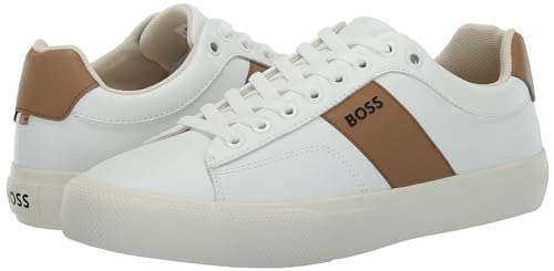 Image of BOSS Men's Aiden Logo Block Leather Low Top Sneakers | Casual Shoes