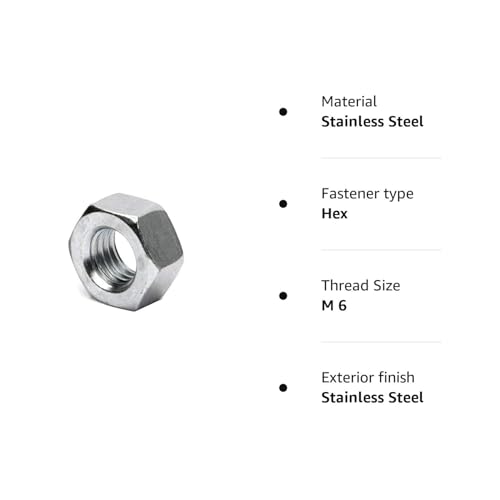 M6 (6mm) Hex Full Nut - A2 Stainless Steel (Pack of 20)