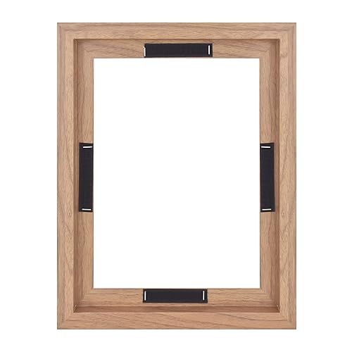 Image of MCS Canvas Float Frames 9x12 Frame, Walnut Wood Grain for Finished Canvases, Vertical & Horizontal Wall Hanging Large with Adhesive for Canvas Paintings (1-Pack)