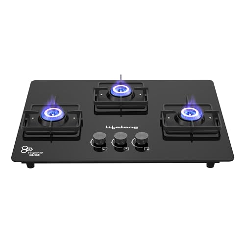 Lifelong 3 Burner Toughened Glass Top Hobtop|Automatic Ignition Cooktop Gas Stove (Black, LLHT923, 1 Year Manufacturer's Warranty)