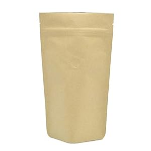 Light Kraft Paper Stand up Zipper Pouch for Coffee Bean with Degassing One Way Valve(25pcs) (4oz/120g)