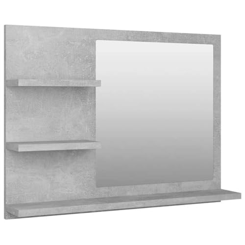 vidaXL Espejo de Baño Inodoro Aseo Muebles Mobiliario Decoración Adorno Habitación Moderno Duradero Estable Contrachapada Gris Hormigón 60x10,5x45 cm