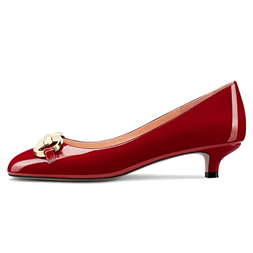 HEUIVZAR Womens Pumps Round Toe Kitten Low Heel Slip On Patent Dress Shoes Vacation Cute Shopping 1.5 Inch2