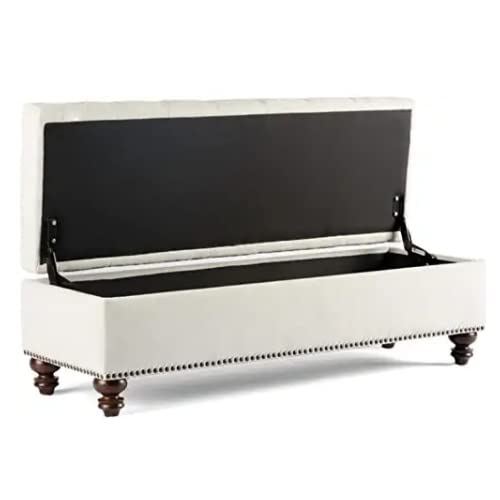 Image of Ottoman Bench with Storage with Button-Tufted, pouffe Puffy Couch Settee Bedroom Bench Safety Hinge Ottoman in Upholstered Fabrics, Large Storage Bench for Bedroom, Living Room Office Hotel