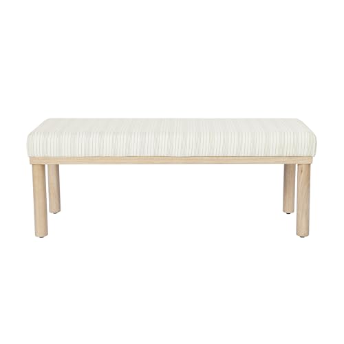 Image of HomePop 47.5 inch Oslo Bench - Marigold Pinstripe Fabric