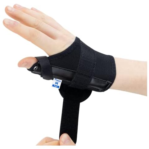 Actesso Elasticated Thumb Support Brace - Ideal for Thumb Pain Relief from Sprains, Tendonitis or Fractures (One Size, Black Right Hand) Cover