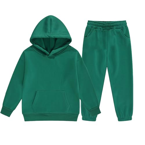 Kids Fleece 2 Pcs Hoodie Sweatsuit Sets Toddler Lightweight Hooded Outfits Wtih Pockets Fall Long Sleeve Soft Tracksuit