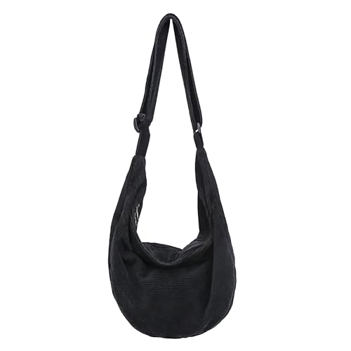 ibalulu Umhängetasche Damen Crossbody Bag, Cord Tasche Handtasche Damen Groß Casual Schultertasche mit Verstellbarer Schultergurt für Schule Büro Arbeit Reisen Ausflug Einkauf
