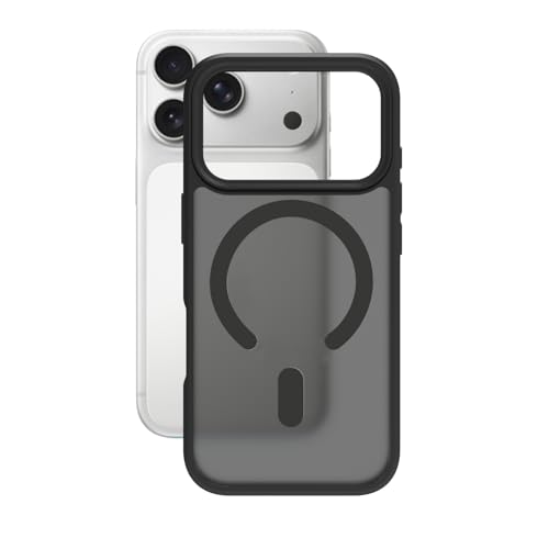 Image of RIGGEAR Shockproof Sleek Hybrid Armor Magnetic Back Cover Case Compatible with MagSafe Accessories for iPhone 17 Pro (Smoke Black Matte PC + Black TPU Bumper)
