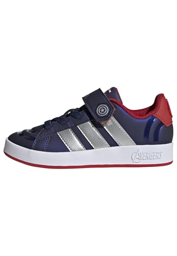 adidas Mixte Enfant Marvel Avengers Grand Court Shoes Kids, Dark Blue/Matte Silver/Better Scarlet, 31 EU