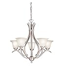 Dover 23' 5 Light Chandelier with Etched Seeded Glass in Brushed Nickel