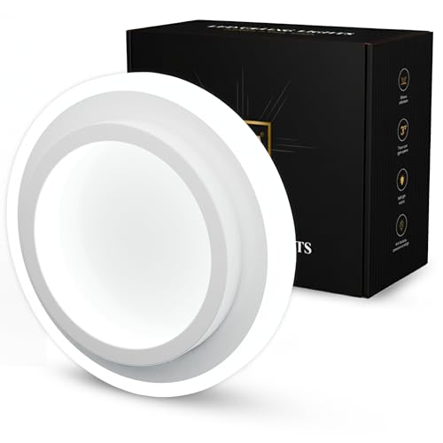 Image of 50W Modern LED Ceiling Light for Living Room, Flush Mount Chandelier Style Fixture, 3-Color Dimmable Surface Mount Lamp for Bedroom & Hallway (Round White)