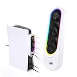 PS5 Accessories Cooling Fan with 9 LED Light, Quiet PS5 Cooler with Auto Adjustable Speed/Auto On/Off, USB 3.0 Port Compatible with PlayStation 5 Digital & Discs Edition White