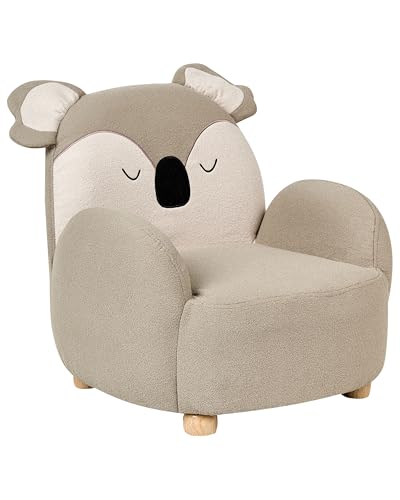 Beliani Fauteuil pour Enfants en Tissu en Forme de Koala Rembourré Taupe Hervik