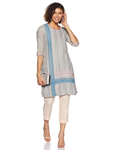 Image of Rangriti Coral Poly Cotton Straight Kurta for Women