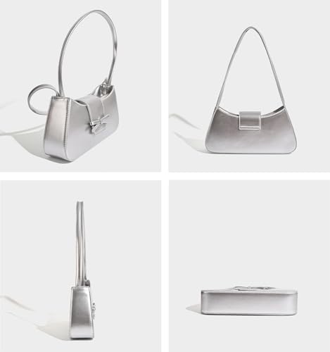 Image of Shoulder Bag for Women, Hobo Handbags Trendy Y2K Purses Patent Leather Clutch Bag Cute Bow Purse