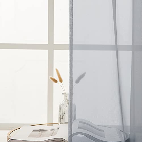 MIULEE Vorhänge Gardinen, Stangendurchzug Dunkelgrau, 2er Set 260x140cm – Ansicht 5