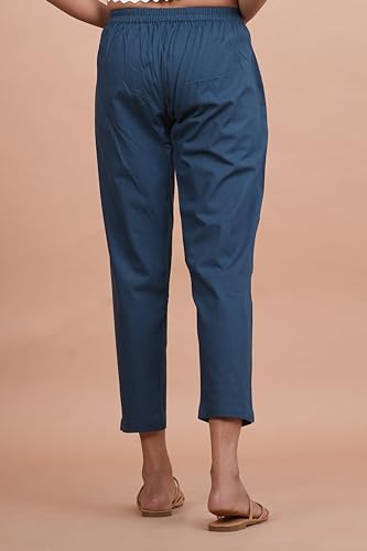 Image of Women's Cotton Ankle Fit Trouser Pants for Women & Girls | Women Regular Fit with Two Pocket Trouser for Office School Formal Casual Daily Use