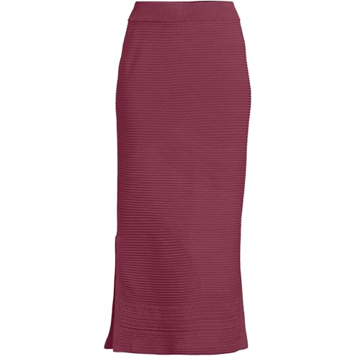 Lands' End Women's Cotton Pointelle Sweater Maxi Skirt - Set Bottom Small Burgundy Spritz3