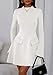 PRETTYGARDEN Women's Elegant Holiday Short Dress 2026 Fall Bell Long Sleeve Mock Neck Work Business Casual Party Mini Dress(White,Large)