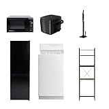 [山善] 【新生活家電6点セット】 家電セット 冷蔵庫157L 洗濯機6kg 電子レンジ17L 炊飯器3合 クリーナー ラック ブラック 一人暮らし