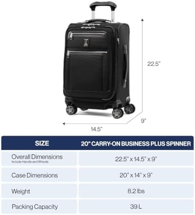 Travelpro Platinum Elite Softside Expandable Checked Luggage, 8 Wheel Spinner Large Suitcase, TSA Lock, Men and Women