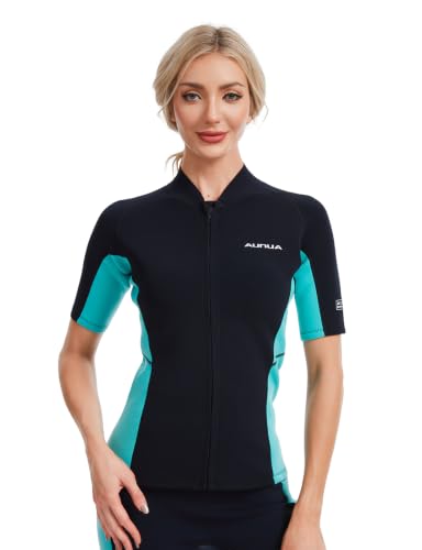 Aunua Damen Neoprenanzug Oberteil 2mm Hochelastisches Kurzarm Top