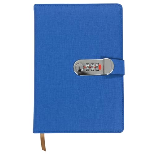 Image of A5 Secret Diary with 3-Digit Combination Lock, Premium PU Leather Journal for Men & Women, Personal Locked Notebook for Office, School & Gifts, 22x15 CM (Fabric Solid Blue)