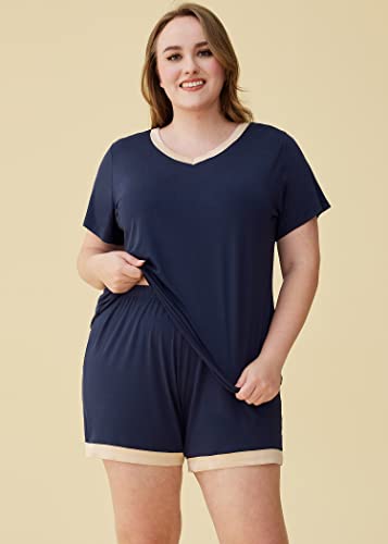 Image of Latuza Women's V-neck Sleepwear Short Sleeve Pajama Set
