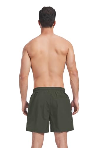 Ougelebo Badehose Herren Badeshorts Herren Kurz Schnelltrocknend Männer Schwimmhose Boardshorts Strandshorts Swim Shorts Armeegrün L 3