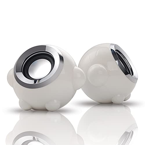 ポータブルスピーカー ミニ 小型 低音 ステレオ大音量 3.5mmジャック USB充電 ファッション PCスピーカー ホワイト